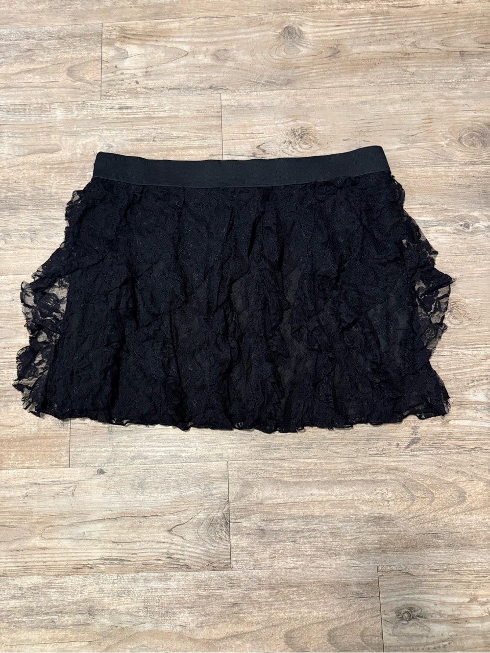 Studio Y Black Lace Circle Skirt with Elastic Waist